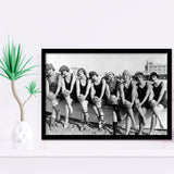 Vintage Swimsuit Girls Black And White Print, Flapper Girls Framed Art Prints, Wall Art,Home Decor,Framed Picture