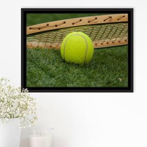 Vintage Tennis, Tennis Framed Canvas Prints Wall Art Decor, Black Floating Frame
