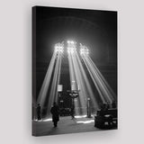 Vintage Train Station Black And White Print, Chicago Illinois Union Train Station Canvas Prints Wall Art Home Decor