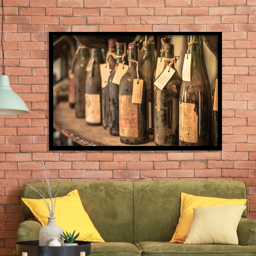 Vintage Wine, Wine Framed Art Prints Wall Art Decor,Black Frame, Ready to hang