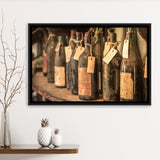 Vintage Wine, Wine Framed Canvas Prints Wall Art Decor, Black Floating Frame