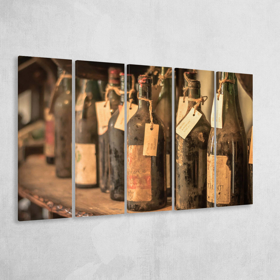 Vintage Wine, Wine 5 Panels B,Large Canvas,Canvas Prints Wall Art Home Decor