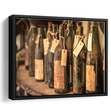 Vintage Wine, Wine Framed Canvas Prints Wall Art Decor, Black Floating Frame