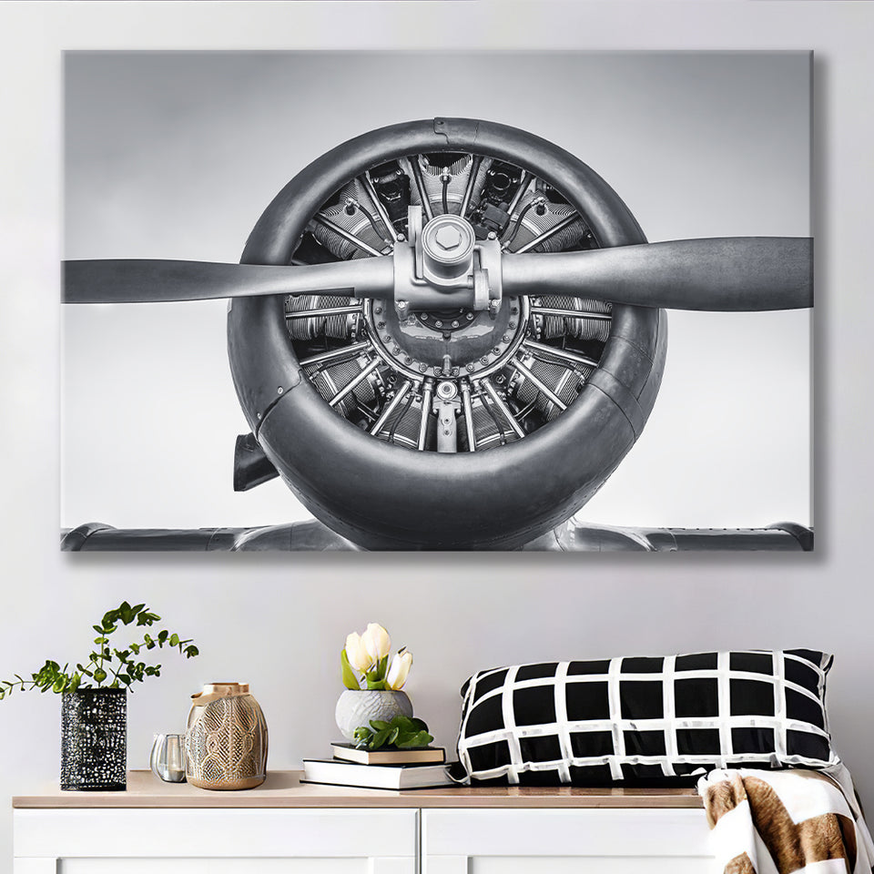 Vintage Aircraft Cylinder Propeller Canvas Prints Wall Art Decor - Painting Canvas, Art Prints, Ready to Hang