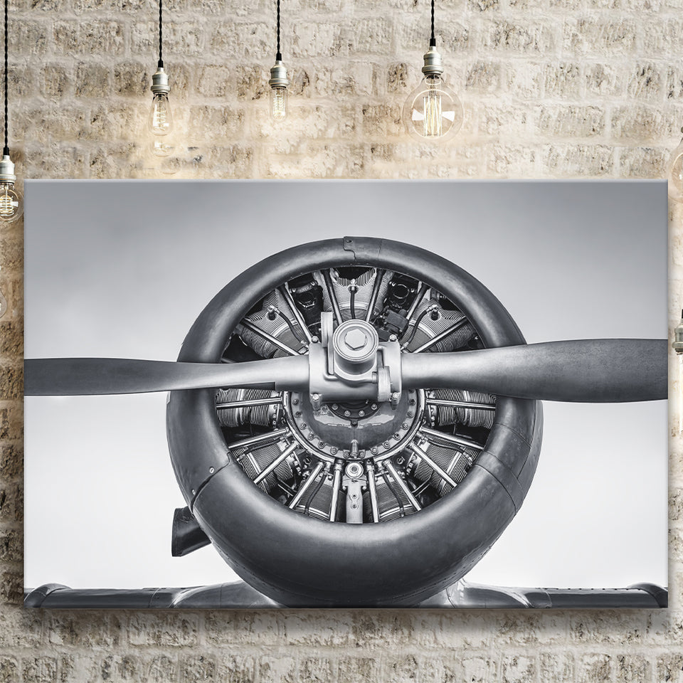 Vintage Aircraft Cylinder Propeller Canvas Prints Wall Art Decor - Painting Canvas, Art Prints, Ready to Hang