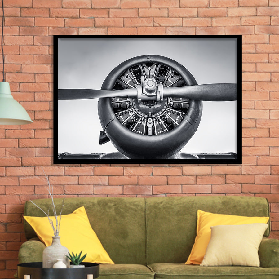Vintage Aircraft Cylinder Propeller Framed Art Prints Wall Decor - Painting Art, Framed Picture, Ready to Hang