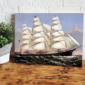 Vintage Print Of The Clipper Ship Three Brothers Canvas Wall Art - Canvas Prints, Prints For Sale, Painting Canvas,Canvas On Sale