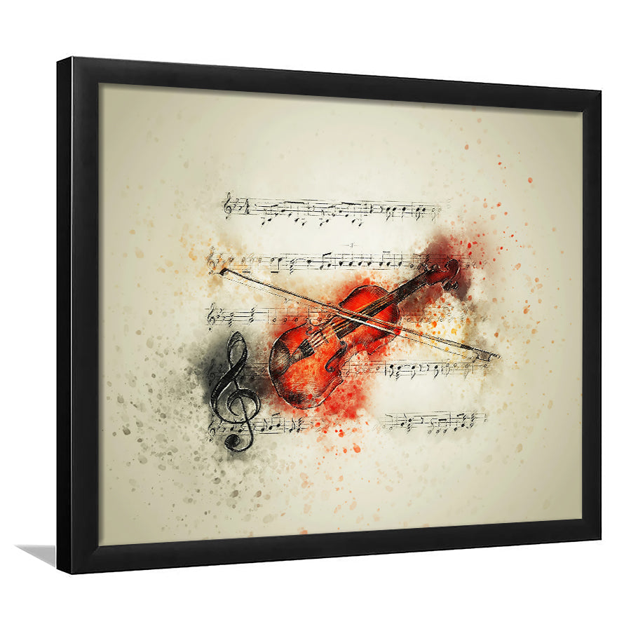 Violin And Notes Framed Wall Art Print - Framed Art, Prints for Sale, Painting Art, Painting Prints