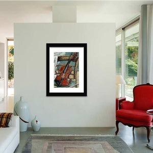 Violin on Chair-Music art, Art print, Frame art, Plexiglass cover