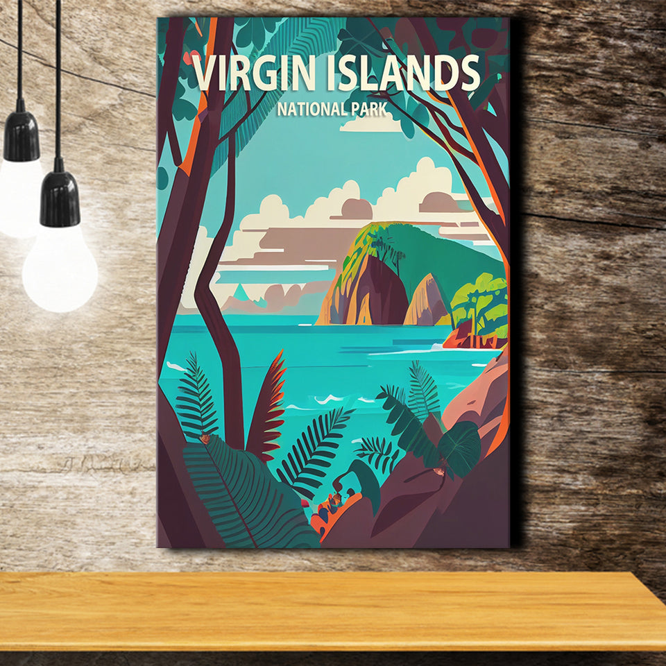 Virgin Islands Park Retro Art Print ,City Art Print, Large Canvas, Canvas Print Wall Art Home Decor