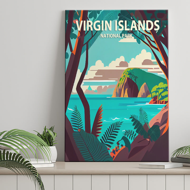 Virgin Islands Park Retro Art Print ,City Art Print, Large Canvas, Canvas Print Wall Art Home Decor