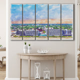 Virginia Beach Watercolor Virginia Beach Virginia, 5 Pieces B, Multi Panel Canvas Prints Wall Art Decor