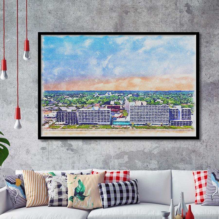 Virginia Beach Watercolor Virginia Beach Virginia, Sport Prints Fan Gift, Framed Art Prints Wall Art Decor