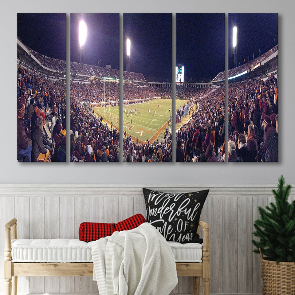 Virginia Cavaliers Stadium Canvas Prints Scott Stadium Wall Art American,Multi Panels B,Sport Stadium Art Prints, Fan Gift