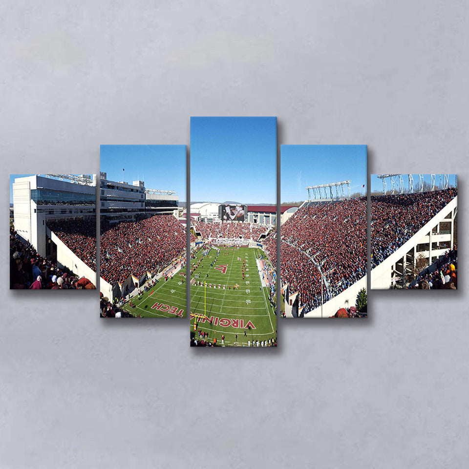 Virginia Tech Stadium Canvas Prints Lane Stadium Wall Art American,Multi Panels,Sport Stadium Art Prints, Fan Gift