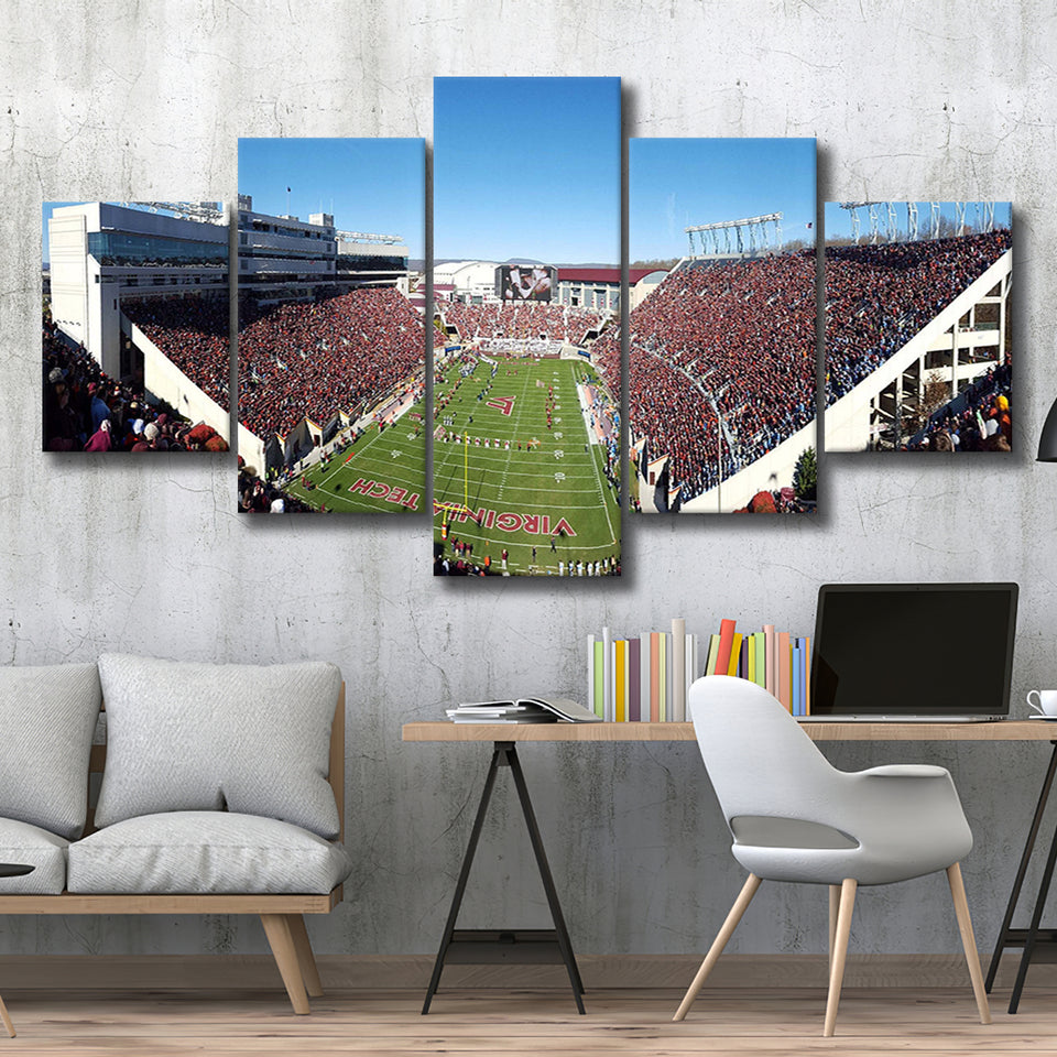 Virginia Tech Stadium Canvas Prints Lane Stadium Wall Art American,Multi Panels,Sport Stadium Art Prints, Fan Gift