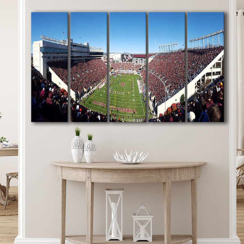 Virginia Tech Stadium Canvas Prints Lane Stadium Wall Art American,Multi Panels B,Sport Stadium Art Prints, Fan Gift
