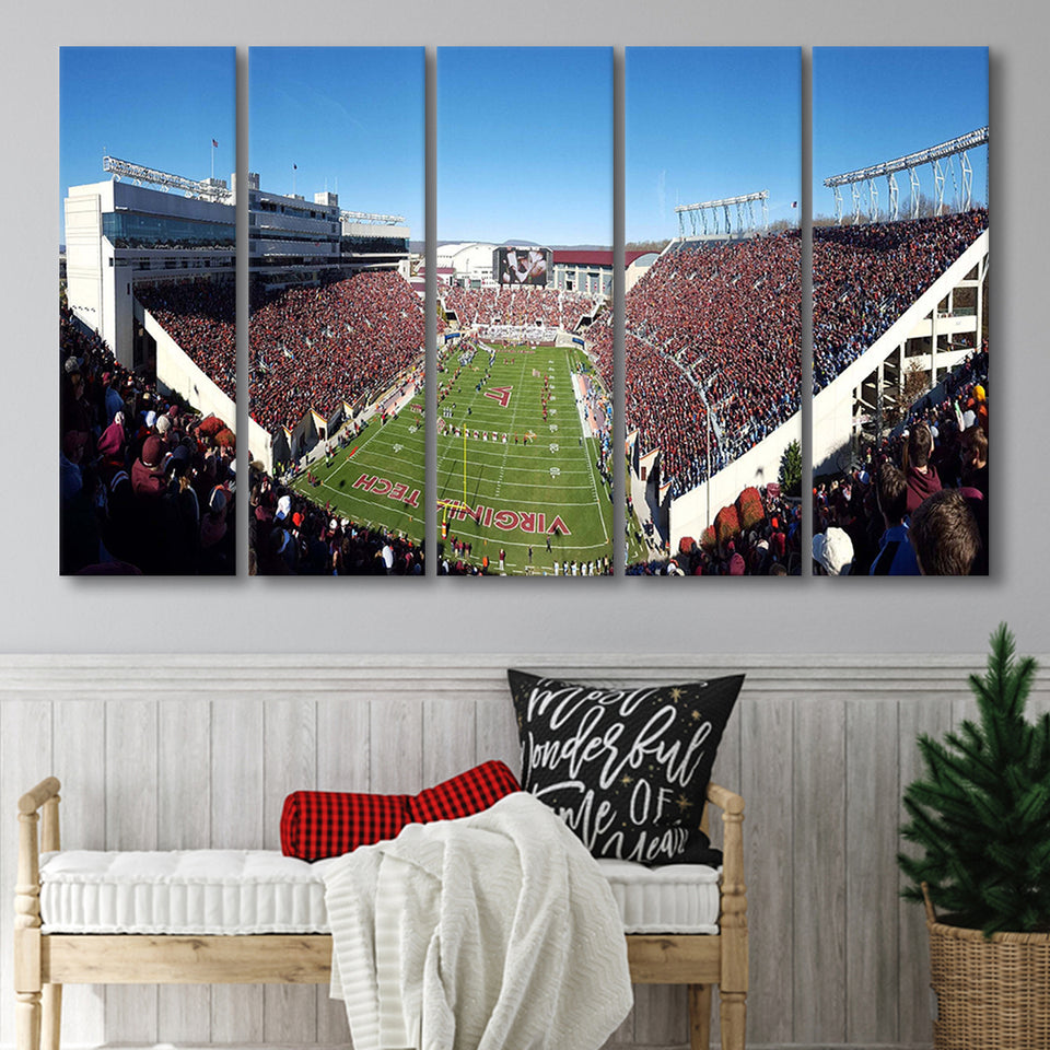 Virginia Tech Stadium Canvas Prints Lane Stadium Wall Art American,Multi Panels B,Sport Stadium Art Prints, Fan Gift
