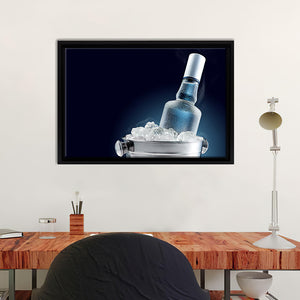 Vodka On Bucket With Ice Framed Canvas Wall Art - Framed Prints, Canvas Prints, Prints for Sale, Canvas Painting