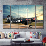 Vought F4U Corsair Red Bull 5 Piece B Canvas Prints Wall Art Decor - Painting Canvas, Multi Panels
