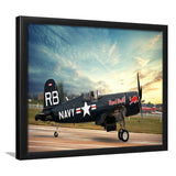 Vought F4U Corsair Red Bull Framed Art Prints Wall Decor - Painting Art, Framed Picture, Ready to Hang