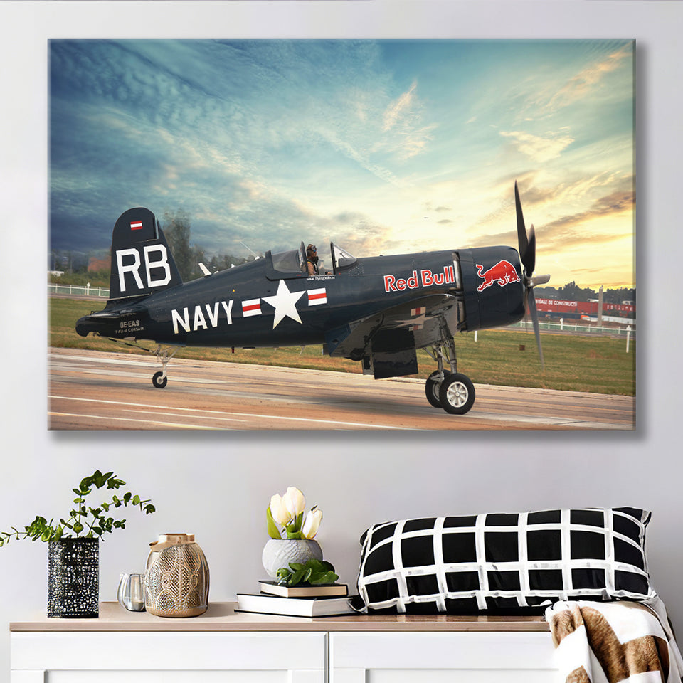 Vought F4U Corsair Red Bull Canvas Prints Wall Art Decor - Painting Canvas, Art Prints, Ready to Hang