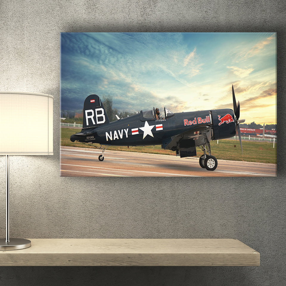 Vought F4U Corsair Red Bull Canvas Prints Wall Art Decor - Painting Canvas, Art Prints, Ready to Hang