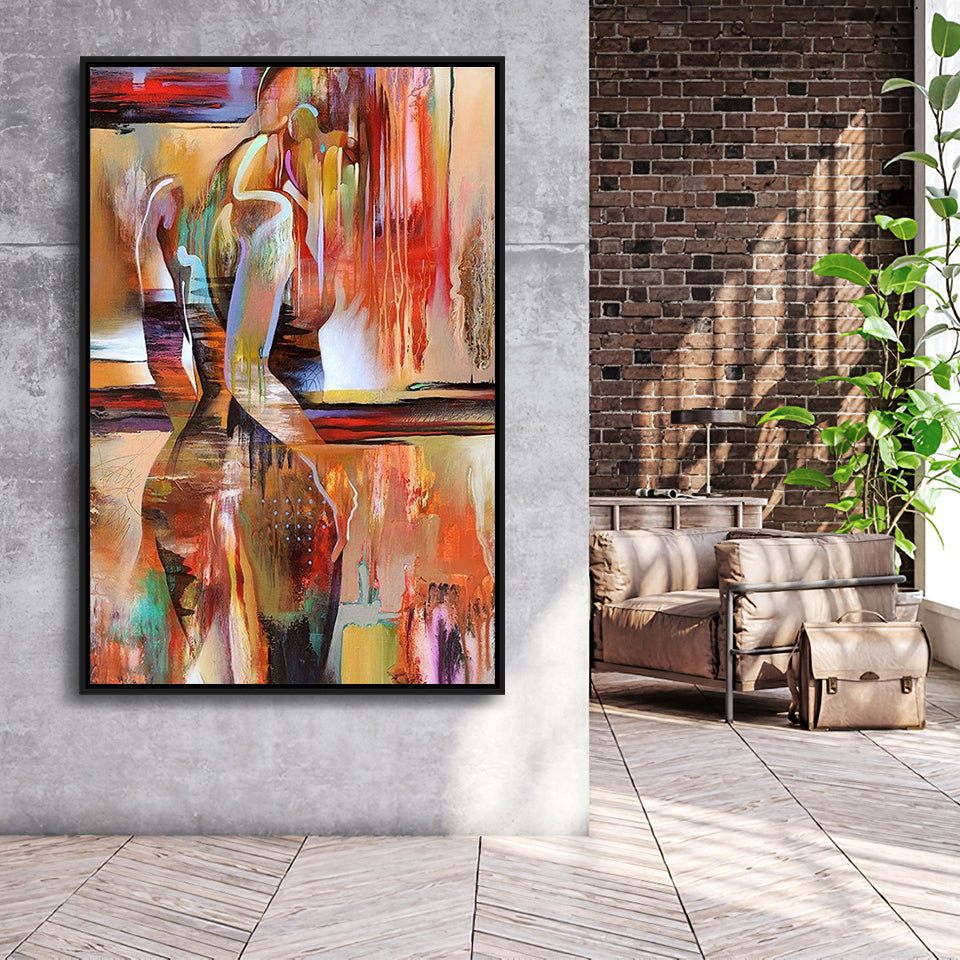 Woman Of Peru Framed Canvas Prints Wall Art Home Decor - Painting Canvas,Black Frame, Ready to hang