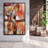 Woman Of Peru Framed Canvas Prints Wall Art Home Decor - Painting Canvas,Black Frame, Ready to hang