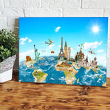 World Map For Kids Canvas Wall Art - Painting Canvas, Canvas Prints, Painting Art, Prints for Sale