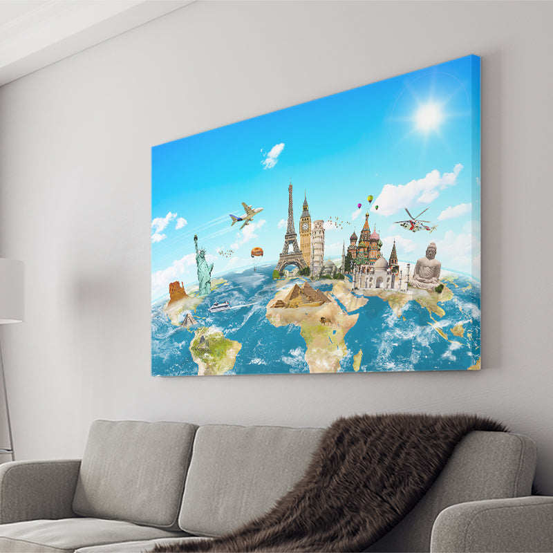World Map For Kids Canvas Wall Art - Painting Canvas, Canvas Prints, Painting Art, Prints for Sale