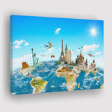 World Map For Kids Canvas Wall Art - Painting Canvas, Canvas Prints, Painting Art, Prints for Sale