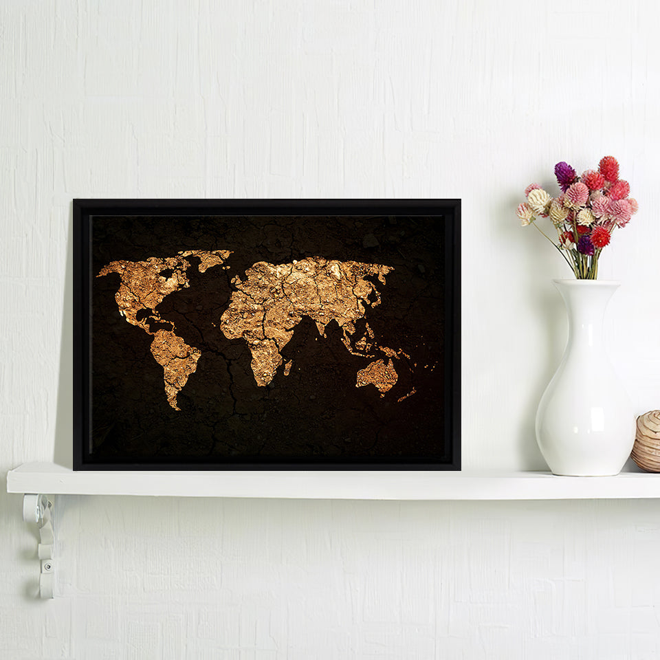 World Map On Grunge Background Canvas Wall Art - Painting Canvas, Canvas Prints, Painting Art, Prints for Sale