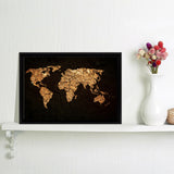 World Map On Grunge Background Canvas Wall Art - Painting Canvas, Canvas Prints, Painting Art, Prints for Sale