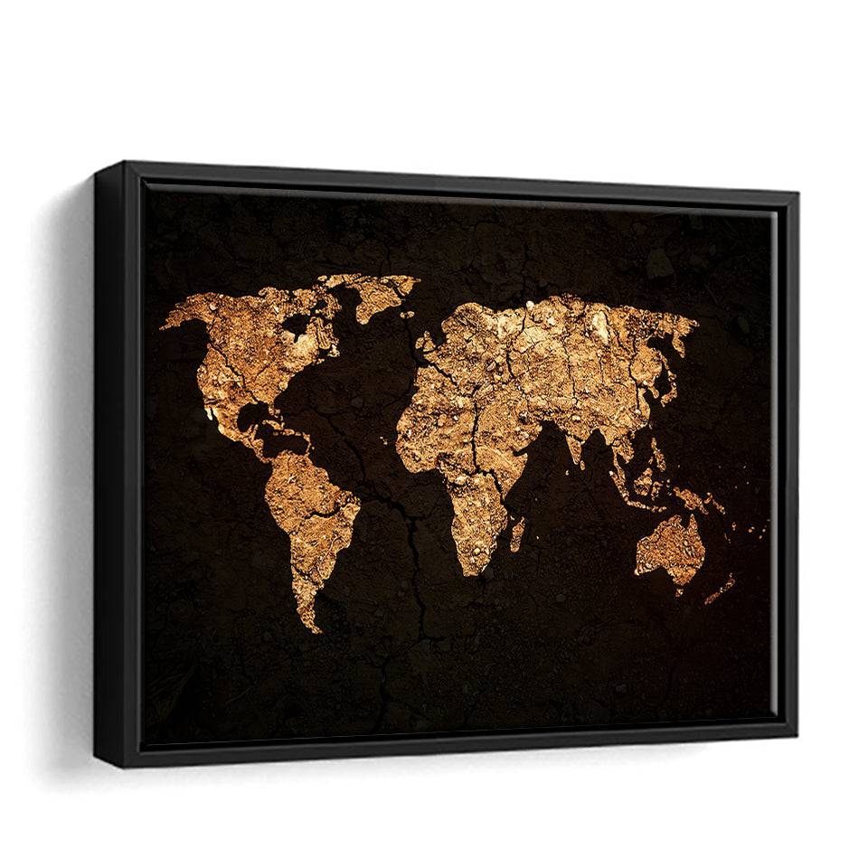 World Map On Grunge Background Canvas Wall Art - Painting Canvas, Canvas Prints, Painting Art, Prints for Sale