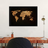 World Map On Grunge Background Canvas Wall Art - Painting Canvas, Canvas Prints, Painting Art, Prints for Sale