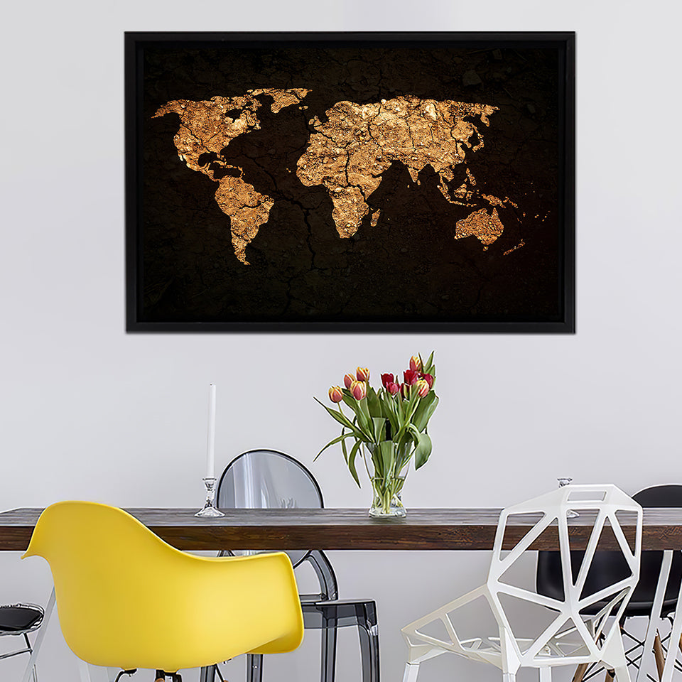 World Map On Grunge Background Canvas Wall Art - Painting Canvas, Canvas Prints, Painting Art, Prints for Sale