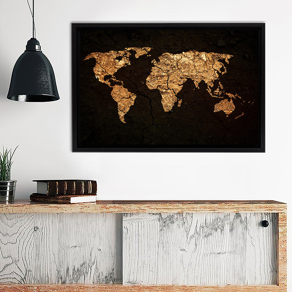 World Map On Grunge Background Canvas Wall Art - Painting Canvas, Canvas Prints, Painting Art, Prints for Sale