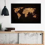 World Map On Grunge Background Canvas Wall Art - Painting Canvas, Canvas Prints, Painting Art, Prints for Sale