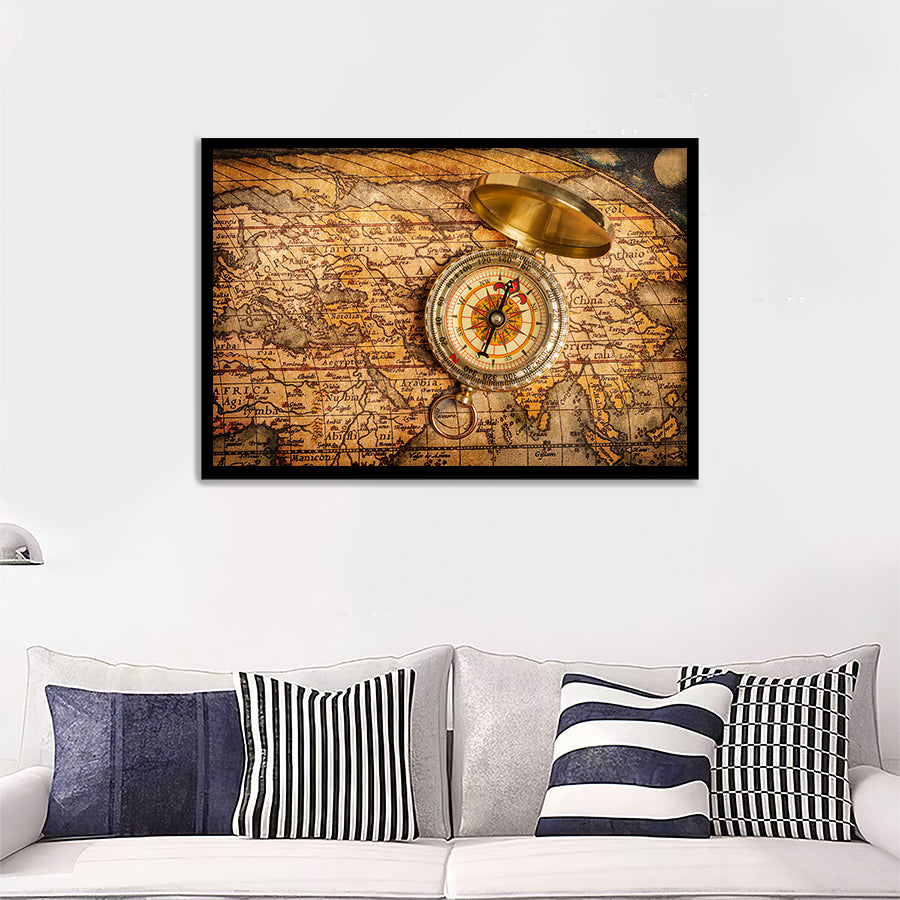 World Map With Compass Framed Art Prints - Framed Prints, Painting Pri ...