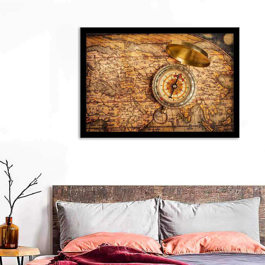 World Map With Compass Framed Art Prints - Framed Prints, Painting Pri ...