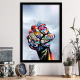 World Unity Power Fist Graffiti Art Framed Art Print Wall Decor - Painting Art, Wall Art, Framed Picture, Black Frame