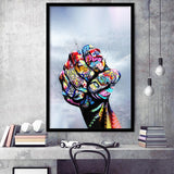 World Unity Power Fist Graffiti Art Framed Art Print Wall Decor - Painting Art, Wall Art, Framed Picture, Black Frame