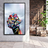 World Unity Power Fist Graffiti Art Framed Canvas Prints Wall Art Decor - Painting Canvas, Floating Frame, Framed Picture