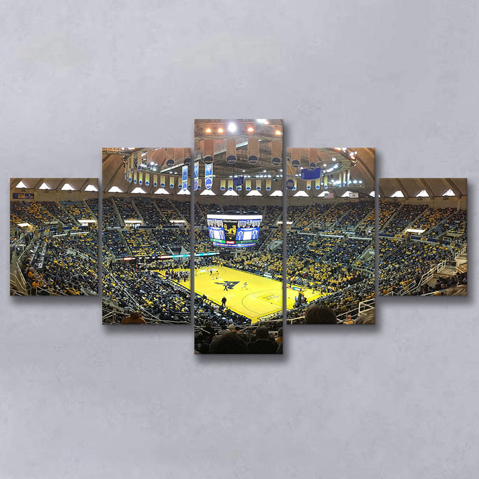 WVU Mountaineers Wall Art WVU Coliseum Stadium Canvas Prints Basketball,Multi Panels,Sport Stadium Art Prints, Fan Gift