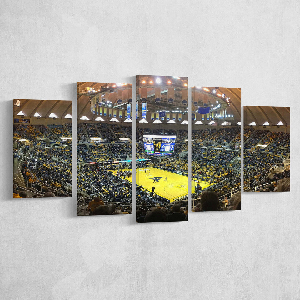 WVU Mountaineers Wall Art WVU Coliseum Stadium Canvas Prints Basketball,Multi Panels,Sport Stadium Art Prints, Fan Gift