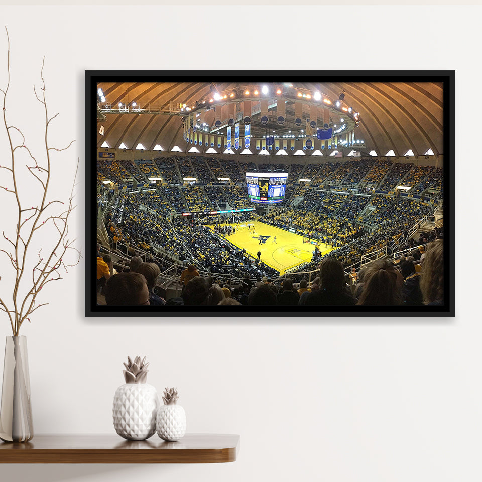 WVU Mountaineers Wall Art WVU Coliseum Stadium Framed Canvas Prints Basketball,Sport Stadium Art Prints, Fan Gift