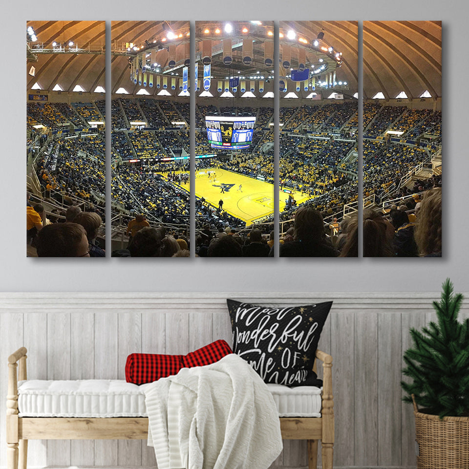 WVU Mountaineers Wall Art WVU Coliseum Stadium Canvas Prints Basketball,Multi Panels B,Sport Stadium Art Prints, Fan Gift