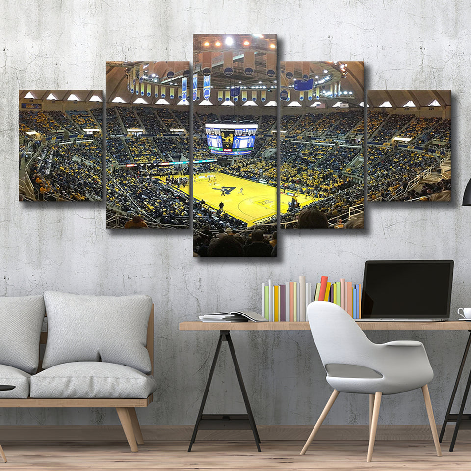 WVU Mountaineers Wall Art WVU Coliseum Stadium Canvas Prints Basketball,Multi Panels,Sport Stadium Art Prints, Fan Gift