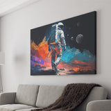 Walking Astronaut Wall Art, Space Water Color Painting Art Canvas Prints Wall Art, Home Living Room Decor, Large Canvas
